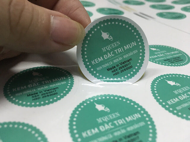 tem nhãn dán stick dcan hình tròn 4x4cm , 5x5cm cắt bế theo yêu cầu ( dùng dán nhãn mác sản phẩm, ốp điện thoại, kính, cốc,..)
