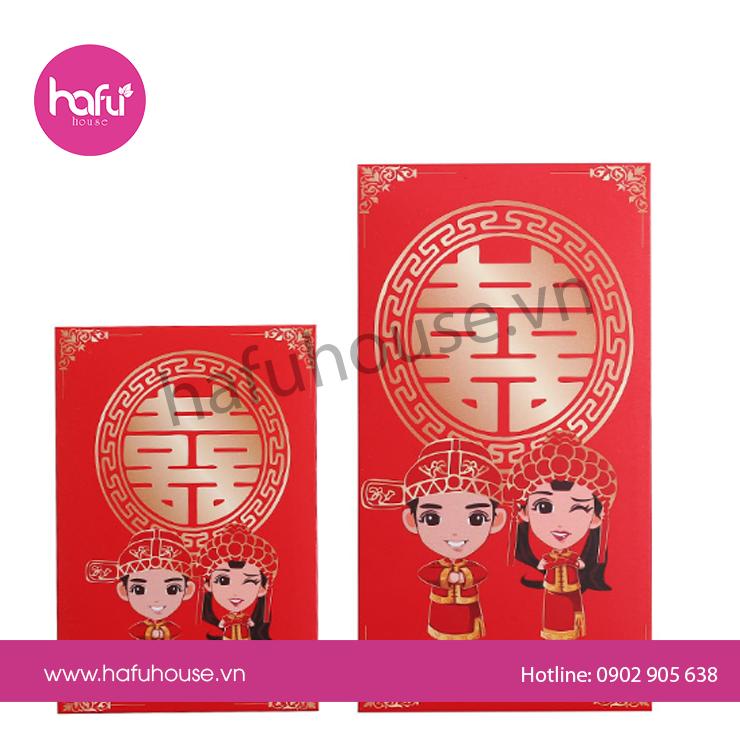 COMBO 10 BAO LÌ XÌ BƯNG QUẢ ĐÁM CƯỚI HÌNH CÔ DÂU CHÚ RỂ M32 HAFU HOUSE