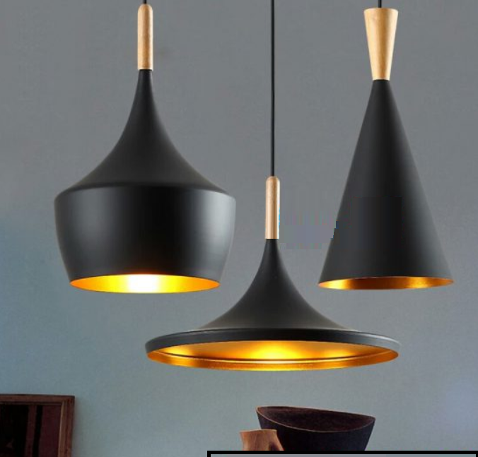 Đèn thả trang trí chao nhôm sơn tĩnh điện Đui Gỗ Bộ 3 Đèn