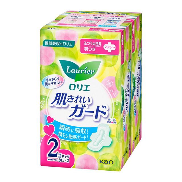 Set 2 gói băng vệ sinh laurier có cánh 20.5cm x 20 miếng/gói