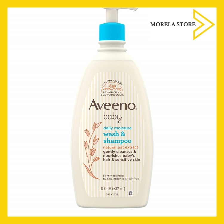 [HCM] Sữa tắm gội cho bé da nhạy cảm Aveeno Baby Daily Moisture Gentle Bath Wash & Shampoo 532ml