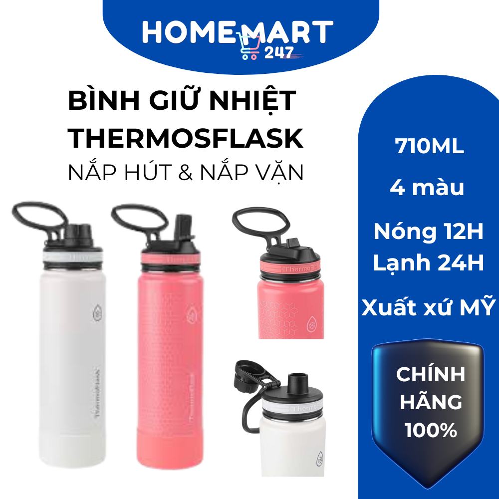 BÌNH GIỮ NHIỆT THERMOFLASK 710ML NẮP HÚT VÀ NẮP VẶN CHÍNH HÃNG MỸ