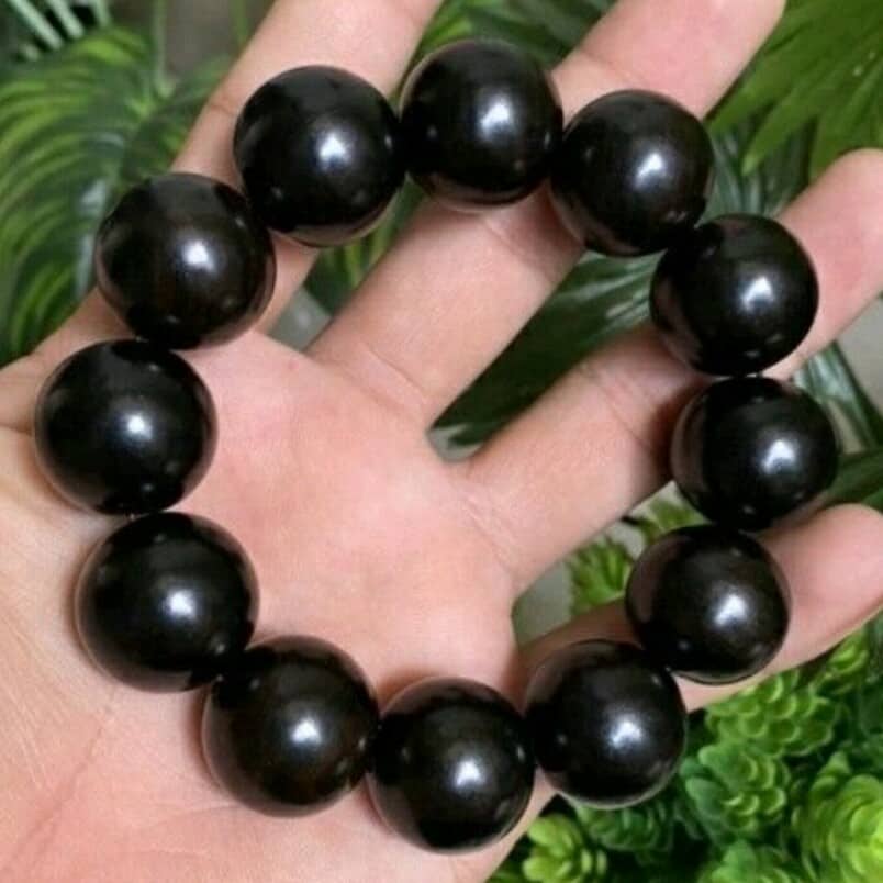 Vòng tay gỗ mun sừng đen bóng tự nhiên