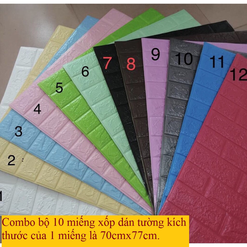 10 Tấm Xốp dán tường giả gạch 3D - Khổ Lớn 70x77cm