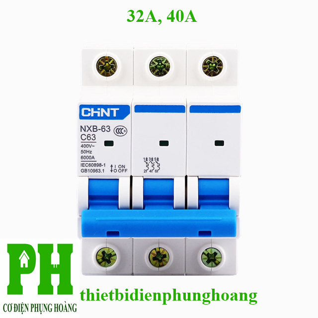 Aptomat - MCB CHINT 3 Pha (32A, 40A) loại NXB-63 6ka [CHÍNH HÃNG] [GIAO NHANH]