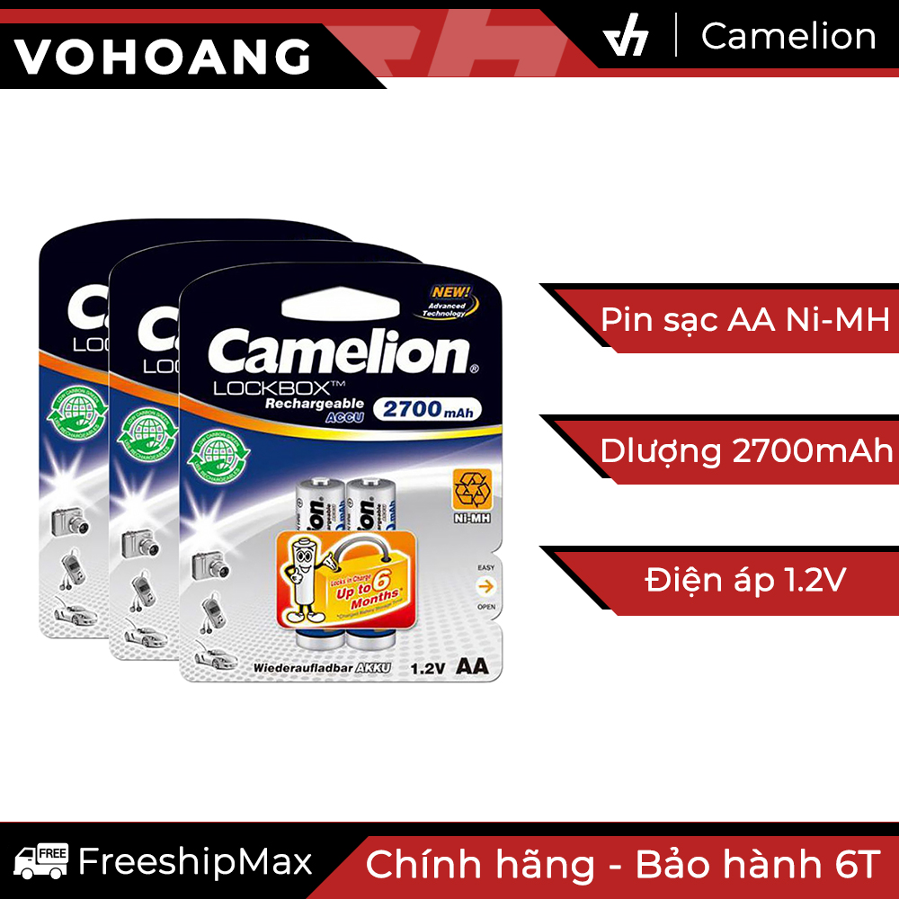 Bộ 6 pin sạc AA Camelion Rechargeable 2700mAh