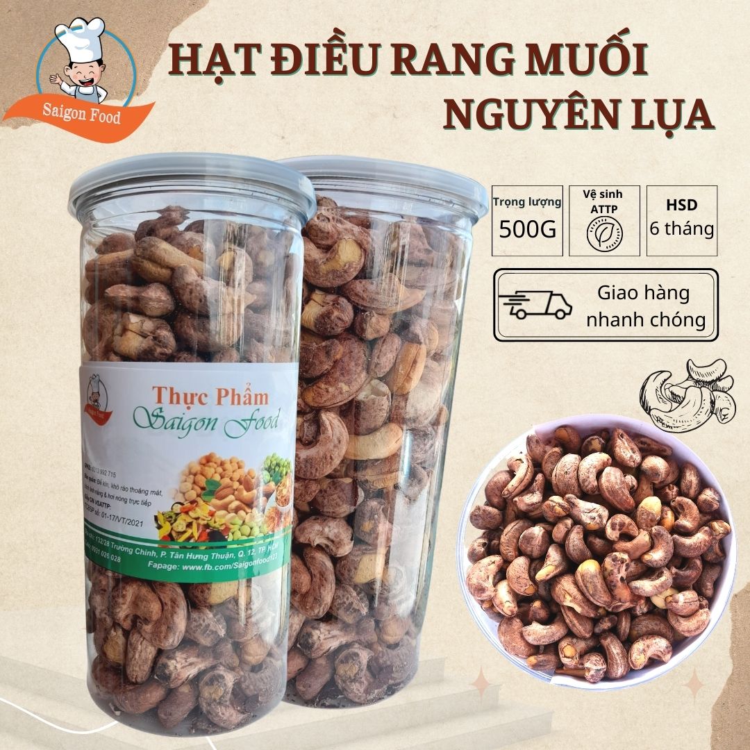 Hạt điều rang muối nguyên lụa 500G Hạt Nhỏ