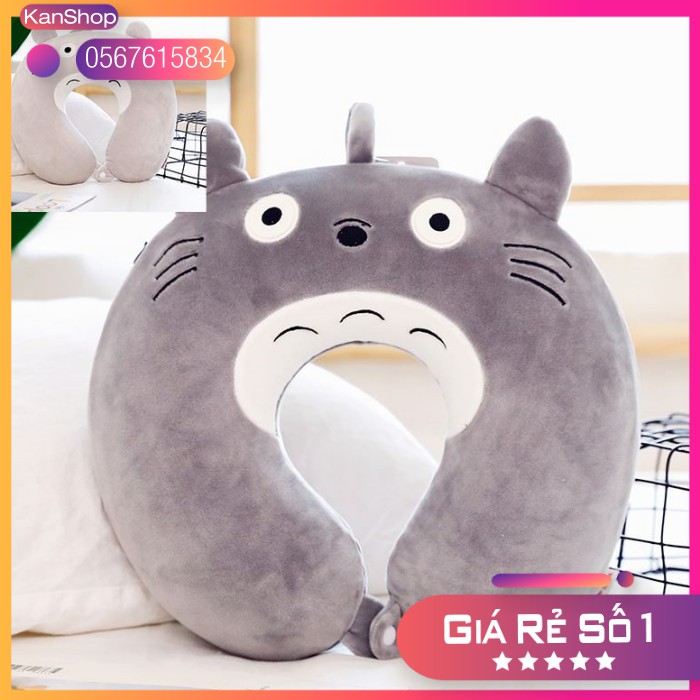 Gối kê cổ du lịch văn phòng hình gấu totoro - xám