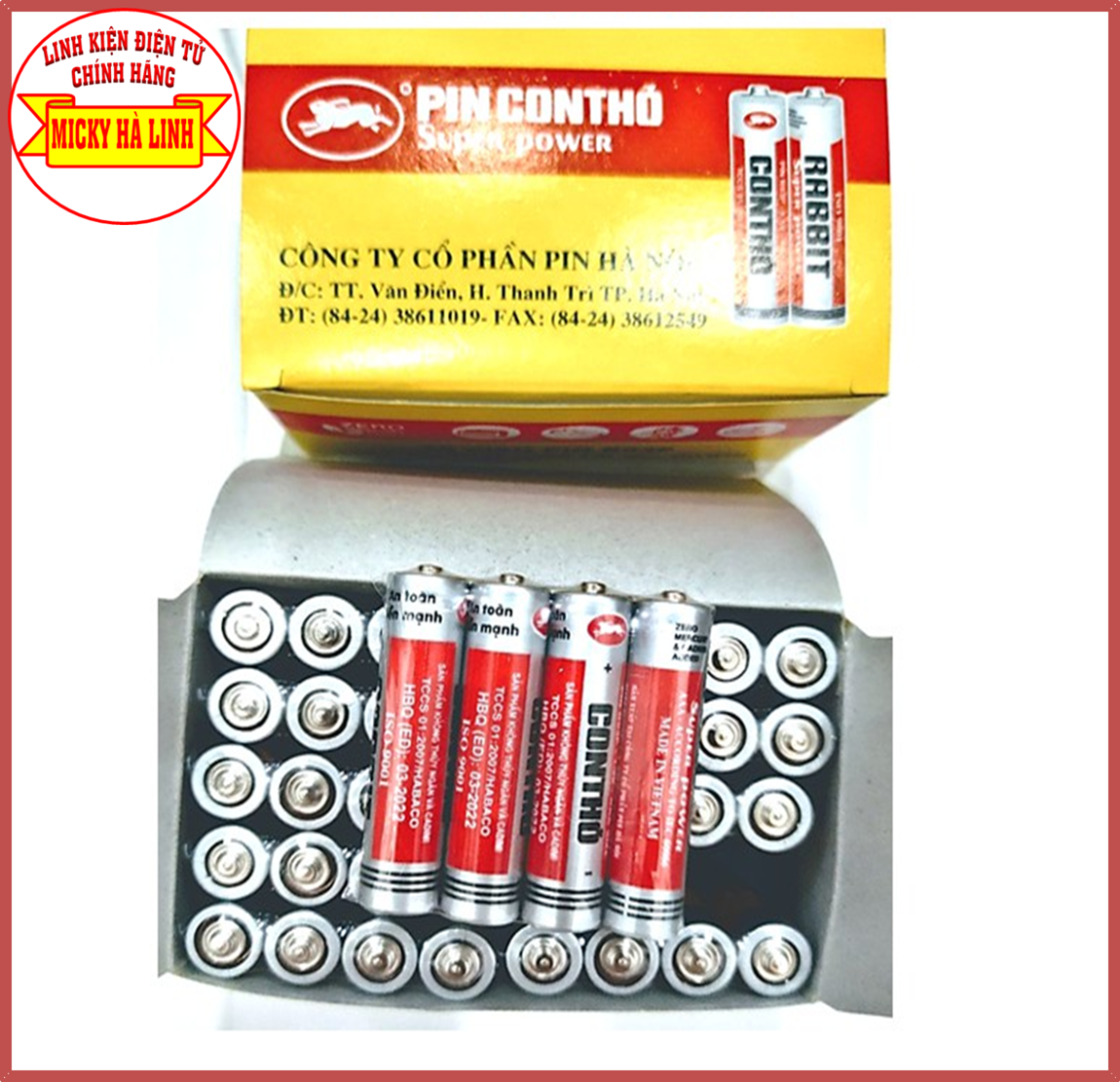 Thùng 1000 viên pin con thỏ 3a, pin tiểu nguyên thùng 1000 viên