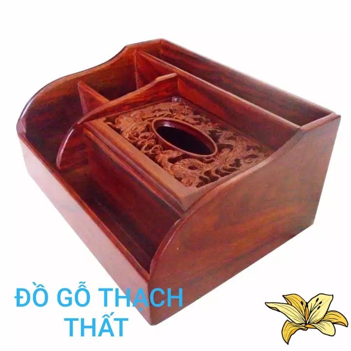 Hộp đựng giấy ăn đa năng gỗ hương ta cao cấp