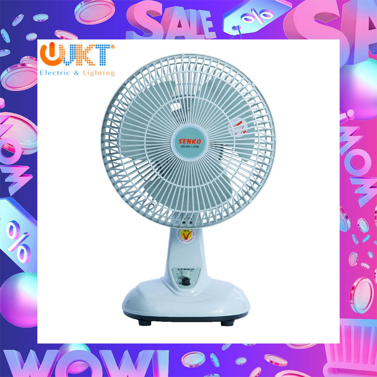 Quạt mini để bàn Senko B102 sải cánh 20cm 28W 2 tốc độ gió - Hàng Chính Hãng (Giao màu ngẫu nhiên)