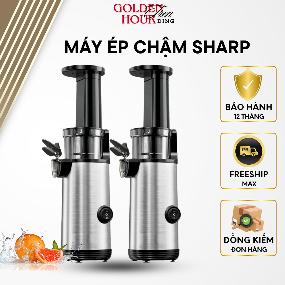 Máy ép chậm trái cây sharp, máy ép trái cây chậm mini thailand siêu bền, siêu khỏe, dễ dàng tháo lắp vệ sinh