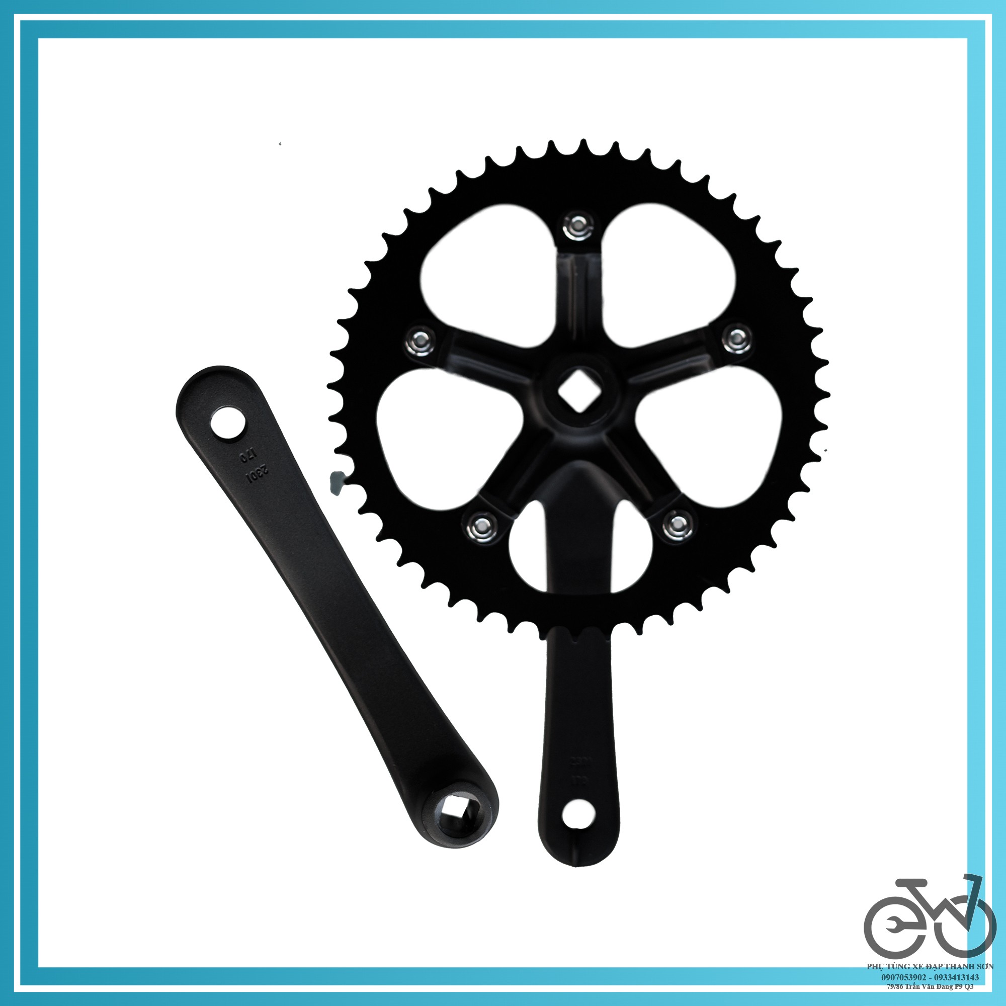 Bộ đùi đĩa nhôm tanda 48 răng 1 tầng, đùi đĩa xe đạp fixed gear