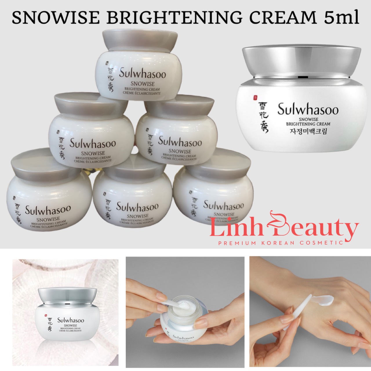 Combo 5 Hũ Kem Dưỡng Bạch Sâm Sulwhasoo Snowise Brightening Cream 5ml - Dưỡng Trắng Da Mờ Thâm Sạm