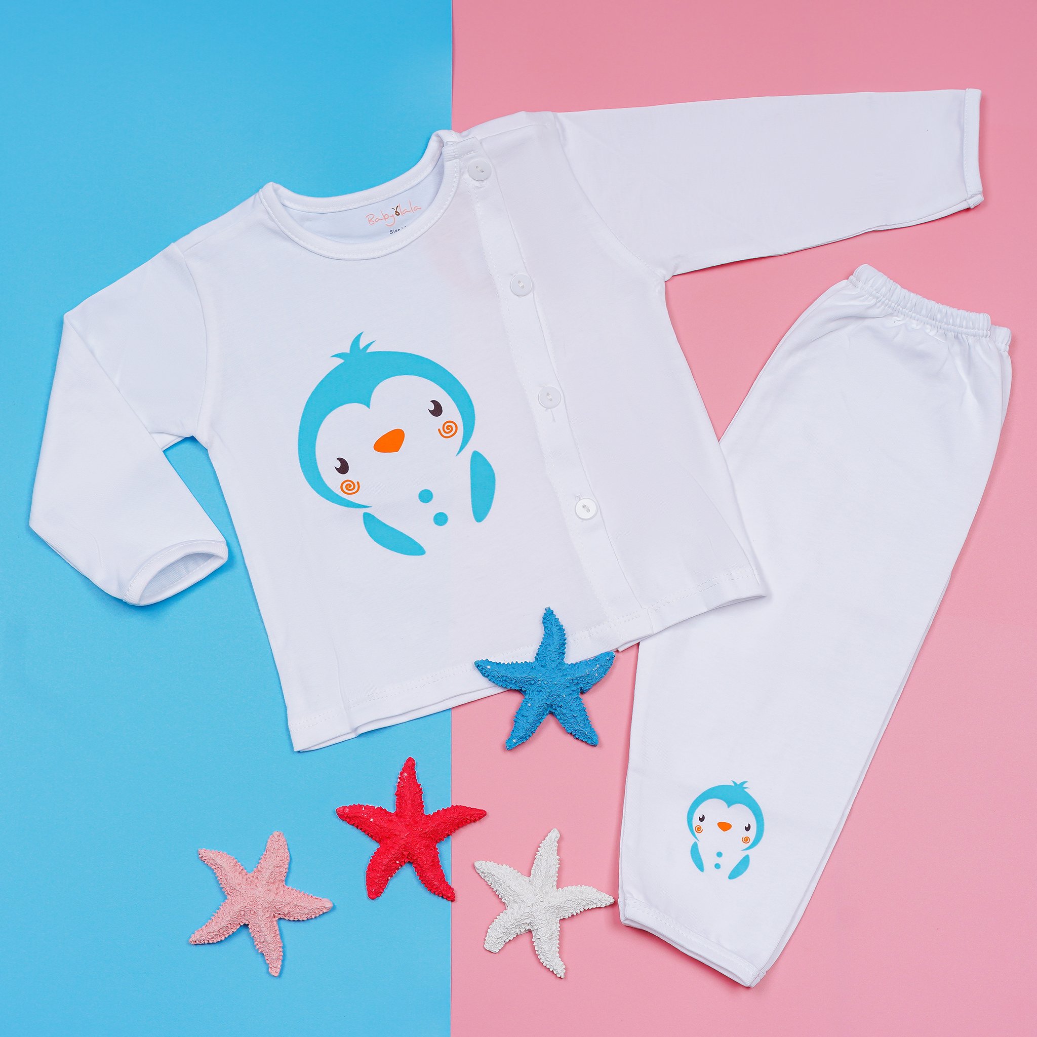 Bộ quần áo sơ sinh tay dài bác sĩ màu trắng vải cotton Olala Kioobaby SSTD054