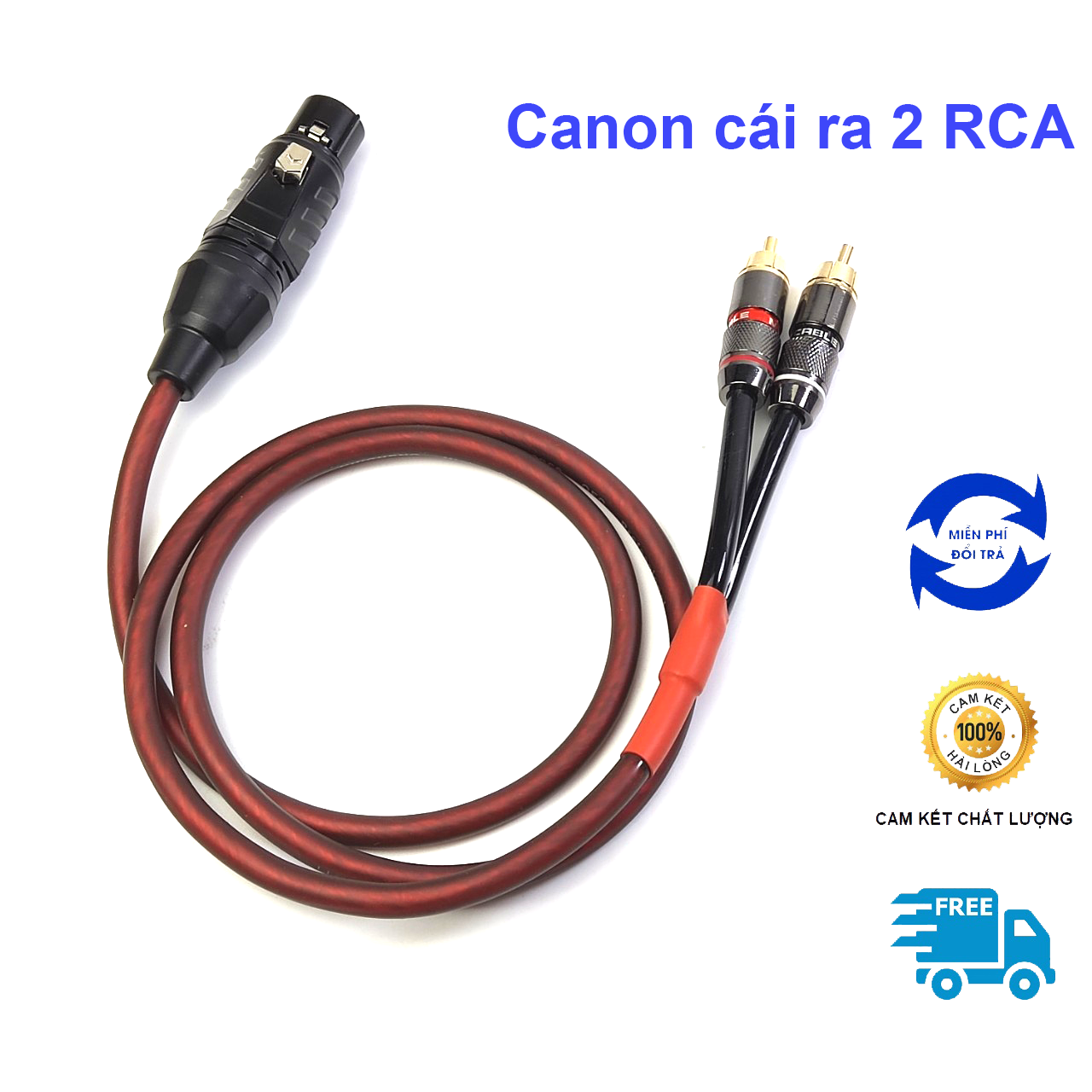 Dây Canon cái ra 2 RCA (AV bông sen) dài 3m cắm Vang xuống Sub