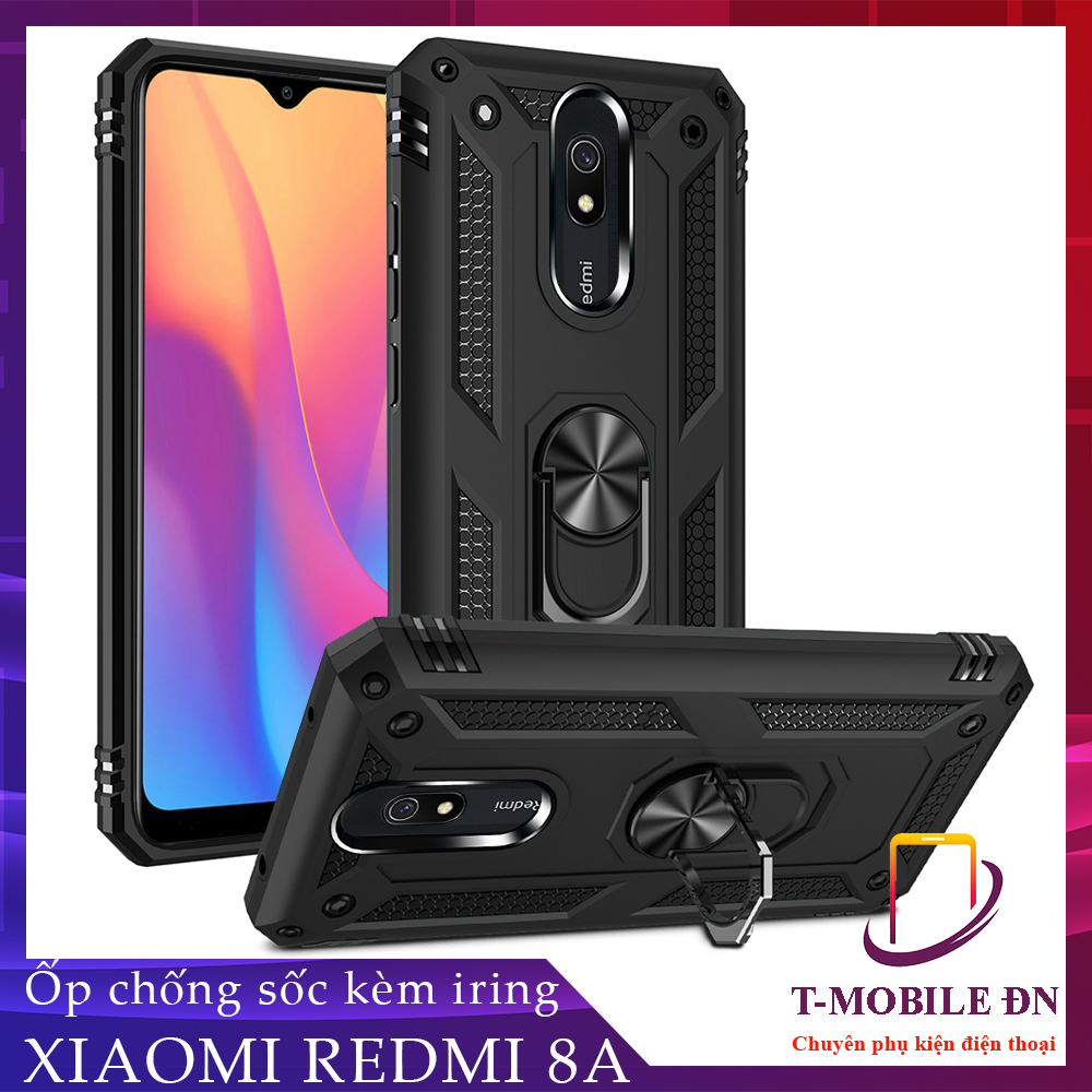 Ốp lưng Xiaomi Redmi 8A chống sốc 2 lớp kèm nhẫn iring làm giá đỡ bảo vệ máy toàn diện chuẩn châu âu