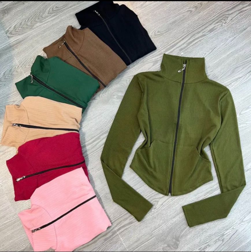  Áo khoác nữ chống nắng CỔ TRỤ vạt bầu dây kéo giữa ôm body croptop tay dài vải thun len gân dày dặn Áo Khoác Mỏng Ủ Kem 