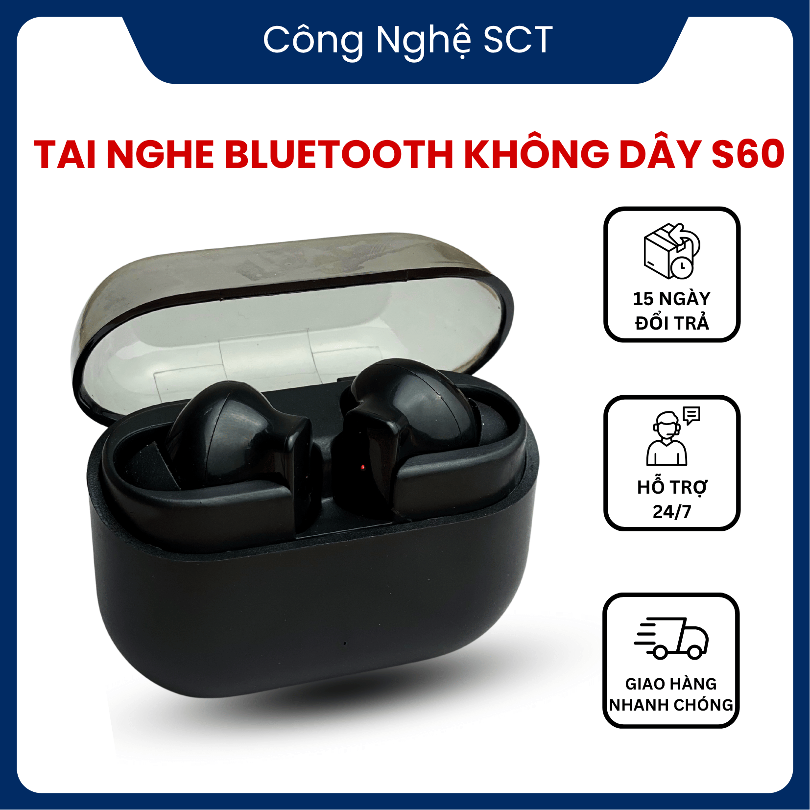 S60 Wireless Headphones Bluetooth 5.3 Stable Connection, Vivid Sound, Sensitive Fingerprint Touch – Play Games Without Sound Delay