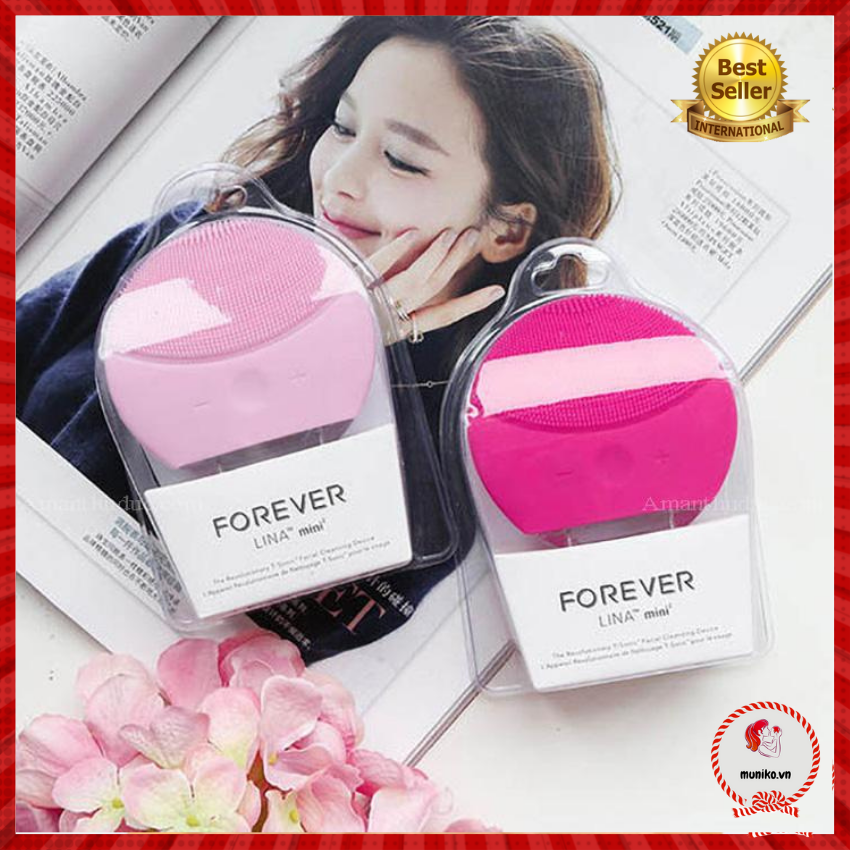 Máy rửa mặt FOREVER LUNA MINI 2 - Massage da mặt sóng siêu âm 8 cấp dộ, có thể sạc DC02