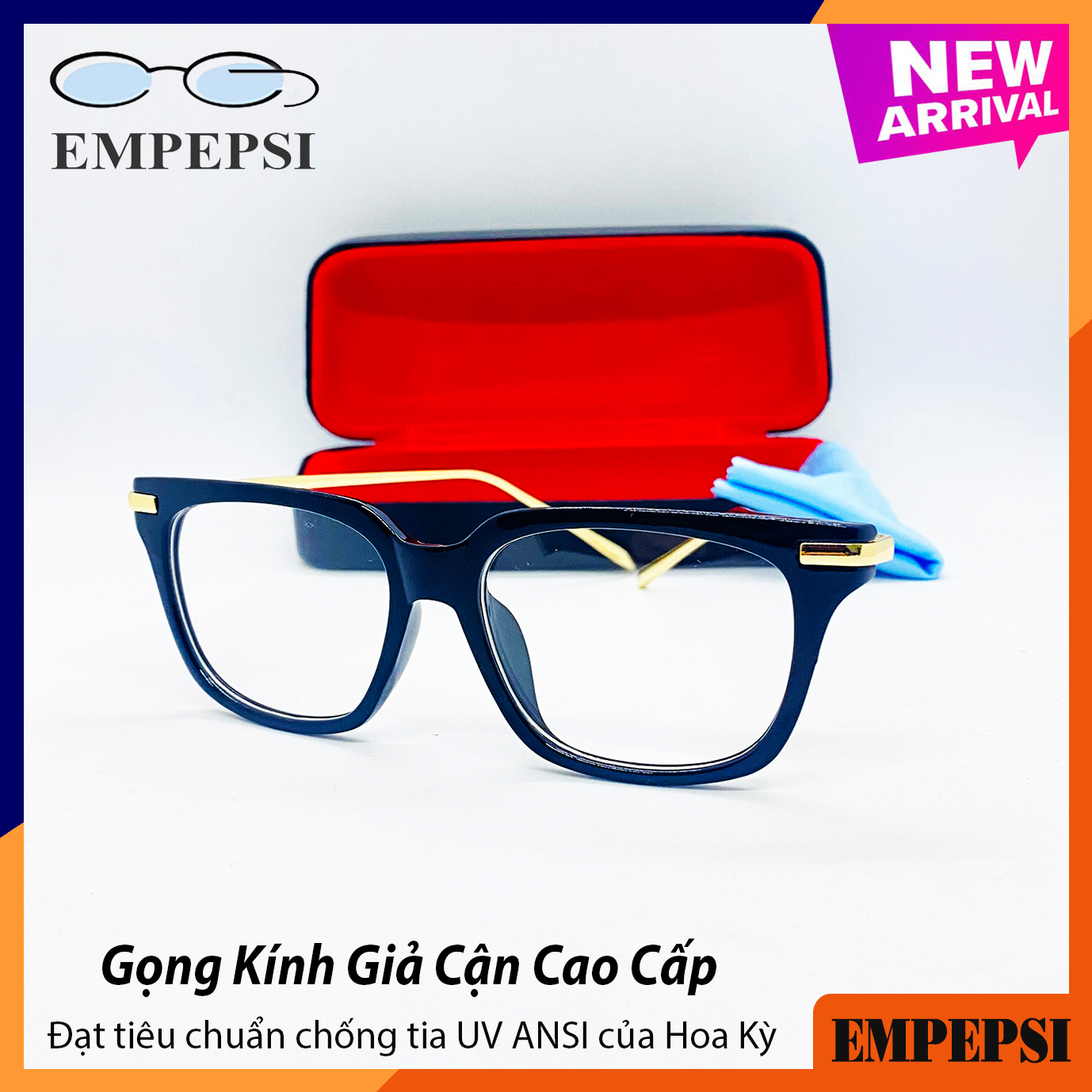 Kính giả cận gọng kim loại cao cấp - Mắt kính cận không độ học sinh tròng kính chống tia UV PS5510 - Bảo hành 12 tháng - Tặng kèm hộp đựng và khăn lau