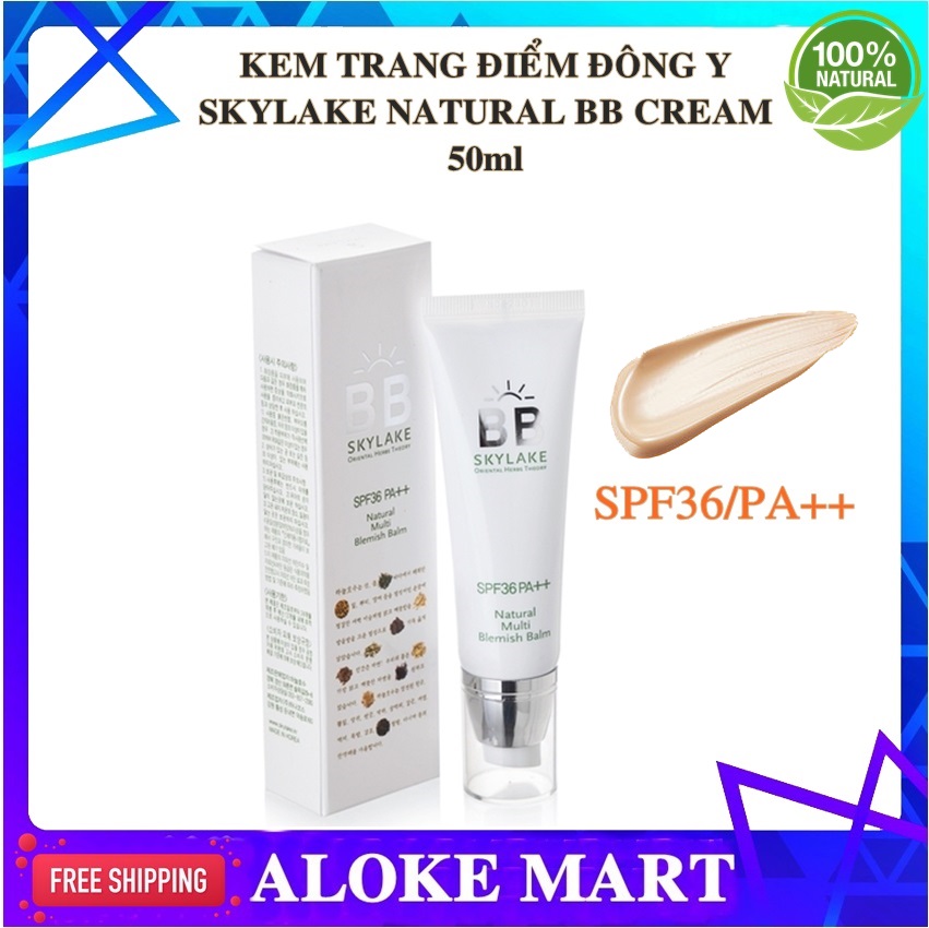 Kem trang điểm BB thảo dược HÀN QUỐC, che phủ hoàn hảo, lớp nền trong suốt, dưỡng da , kiềm dầu,chống nắng, không Màu-Mùi-Chất bảo quản hóa học, Skylake Multi BB cream-Aloke Mart