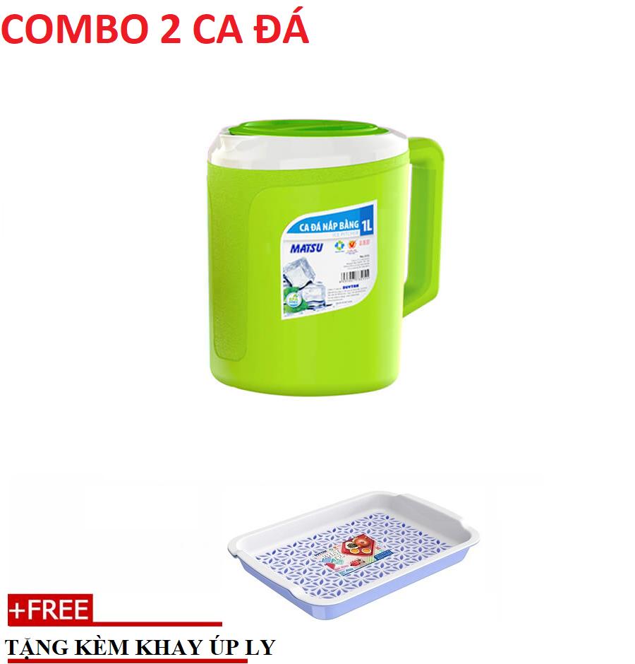 [HCM]COMBO 2 Ca đá nắp bằng 1 lít Duy Tân (12.6 x 17 x 16.4 cm) No.515- TẶNG KÈM 1 KHAY ÚP LY