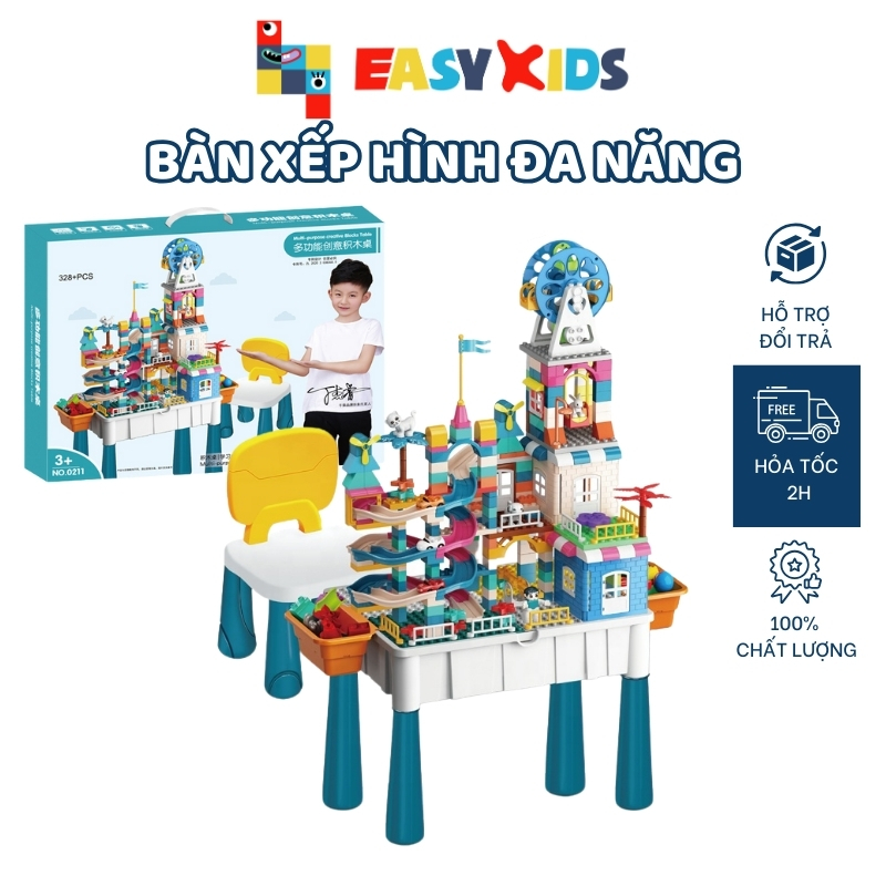 Bàn xếp hình đa chức năng trẻ em, đồ chơi trí tuệ, thông minh cho bé
