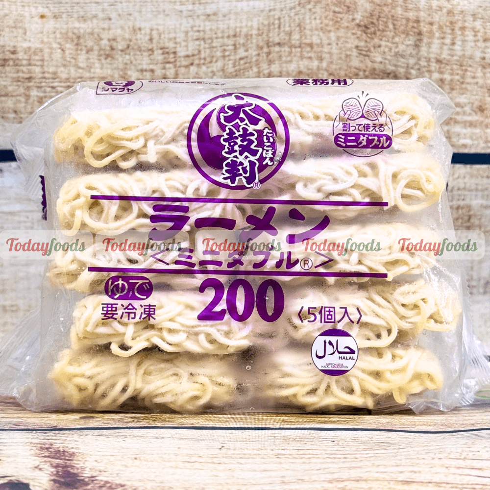 Mì Ramen Đông Lạnh Shimadaya Nhật Bản 1kg (5 Vắt x 200g), Đã Luộc, Không Cần Rã Đông, Nấu Nhanh
