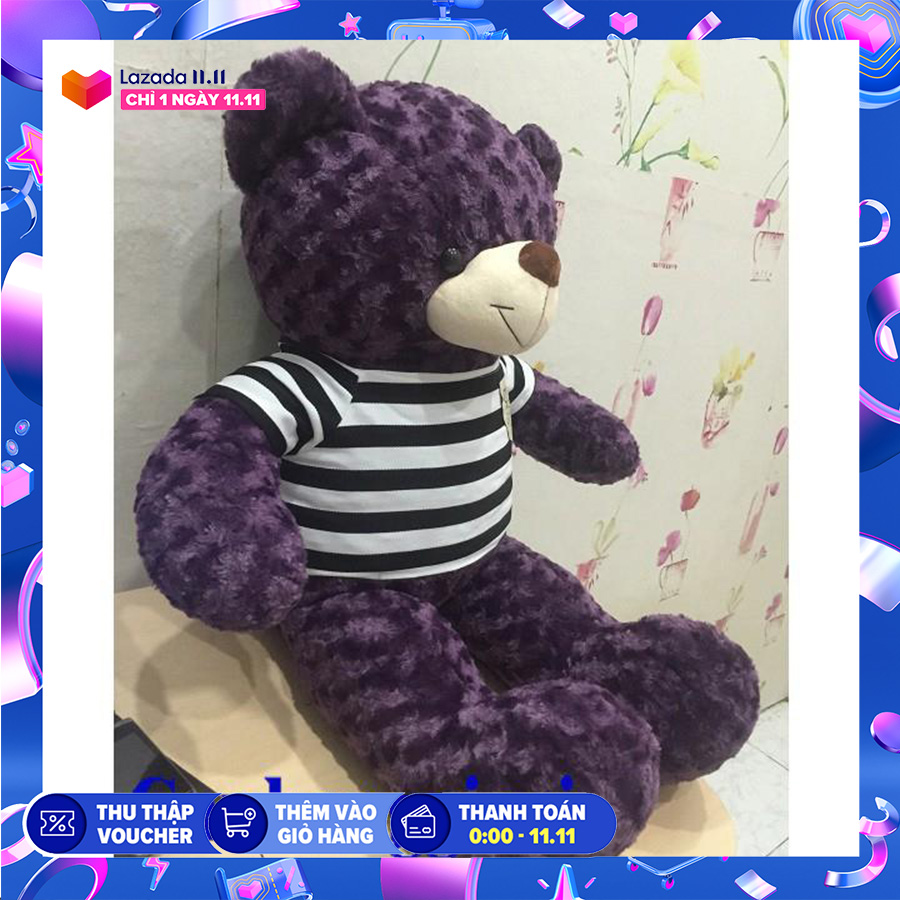 [HCM]Gấu bông Teddy Cao Cấp khổ vải 1m màu Tím than chất Iiệu bên trong gấu 100% gòn không độn mút vải