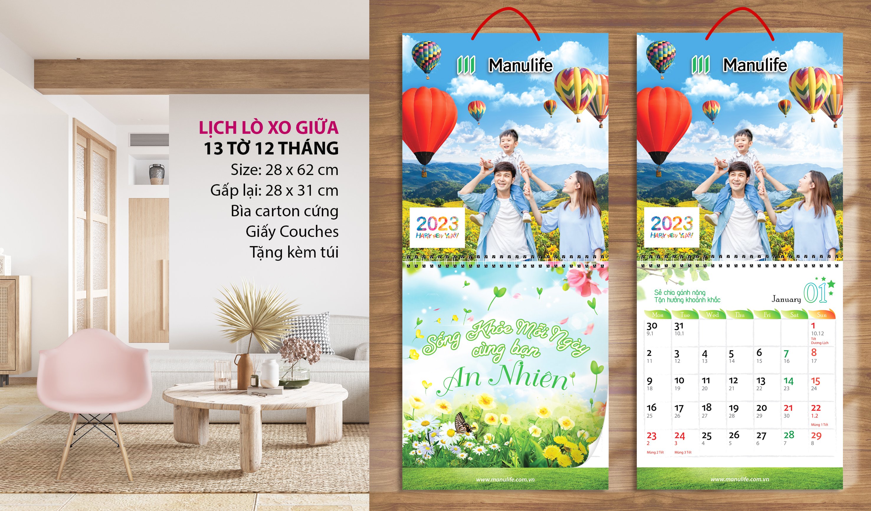 Lịch lò xo giữa 2023 - Quà tặng Manulife