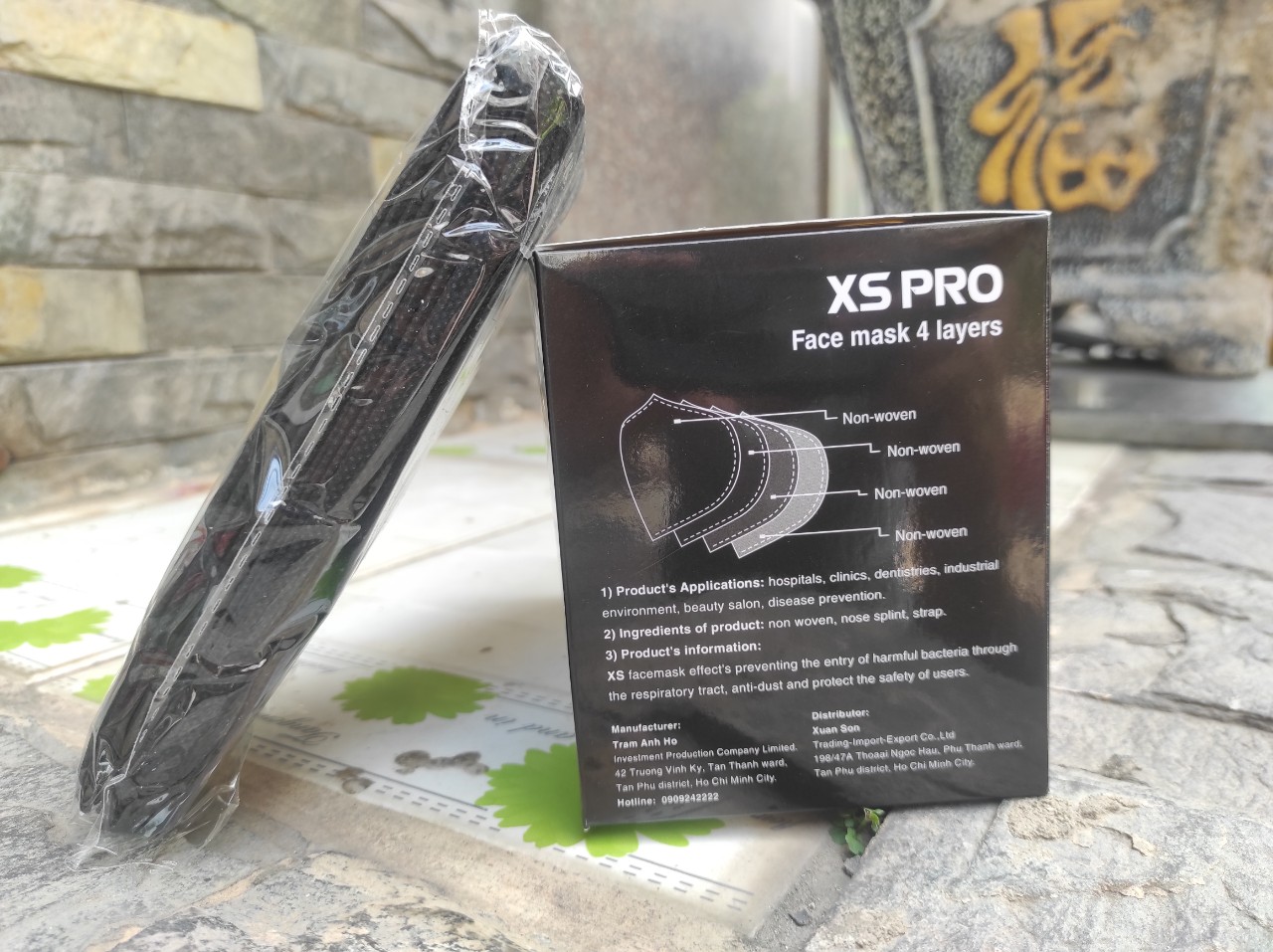 Hộp 50 Khẩu Trang Y Tế XS PRO 4 Lớp Màu Đen