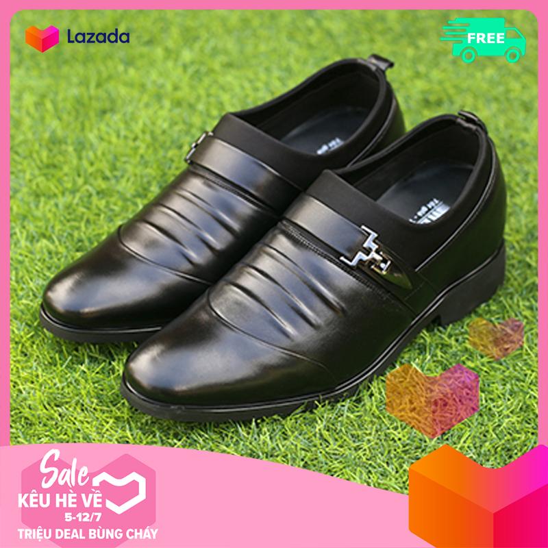 [DA BÒ] Giày lười, giày mọi nam MENLI GLLZ99  đế tăng chiều cao 6.5 cm (Tặng đón gót)