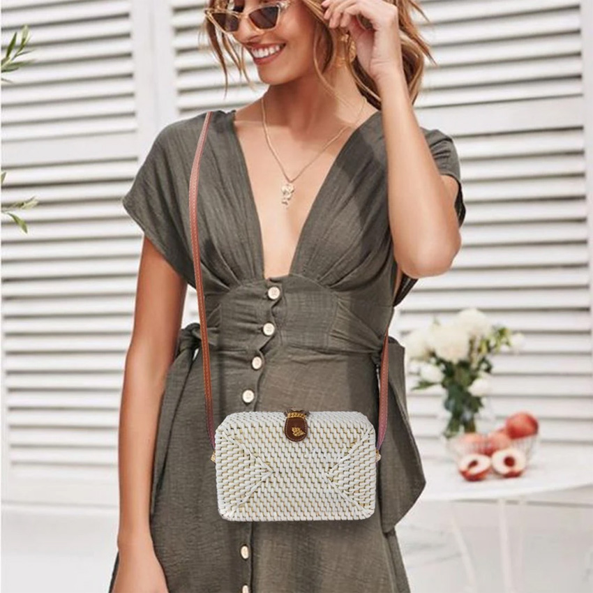 Túi mây, túi cói nữ MadebyViet túi đeo chéo nữ thời trang, chất liệu mây tự nhiên tuyển chọn cao cấp, quai da thật, dùng để dạo phố, đi biển