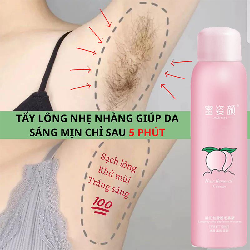 Kem tẩy lông Peach xịt tẩy lông 150ml tẩy lông cho phụ nữ và nam giới wax tẩy lông tay Kem làm rụng lông chân tay Kem tẩy lông nách Kem dưỡng tóc làm rụng lông