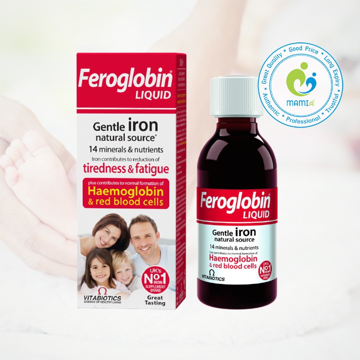 Sirô sắt tạo hồng cầu ngừa thiếu máu cho trẻ từ 3 tuổi trở lên và người lớn Vitabiotics Feroglobin Liquid, UK