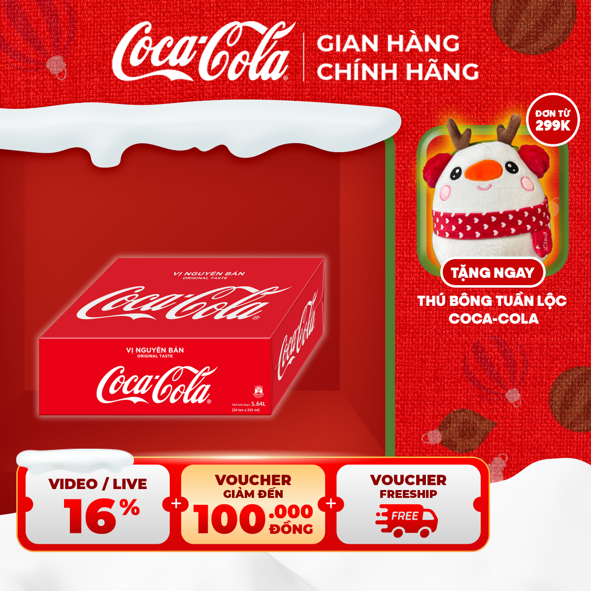   HOẢ TỐC HCM  Thùng Lốc 24 Lon Mi-nhon Nước Ngọt Giải Khát Có Ga Coca-Cola Vị Nguyên Bản Original 235ml Lon Sale 15.12 Coca-Cola Chính Hãng_LD 