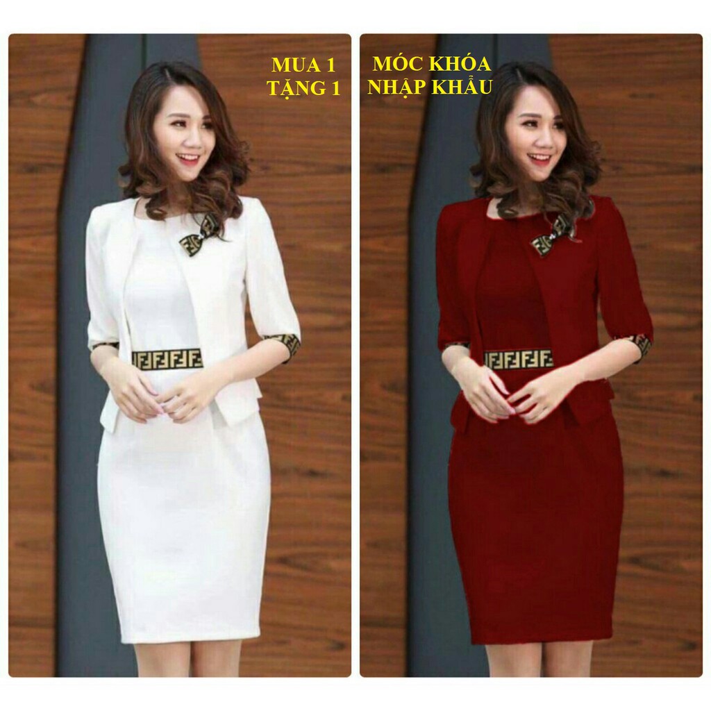 SET BỘ VEST CÔNG SỞ ÁO VEST KÈM ĐẦM THIẾT KẾ CAO CẤP