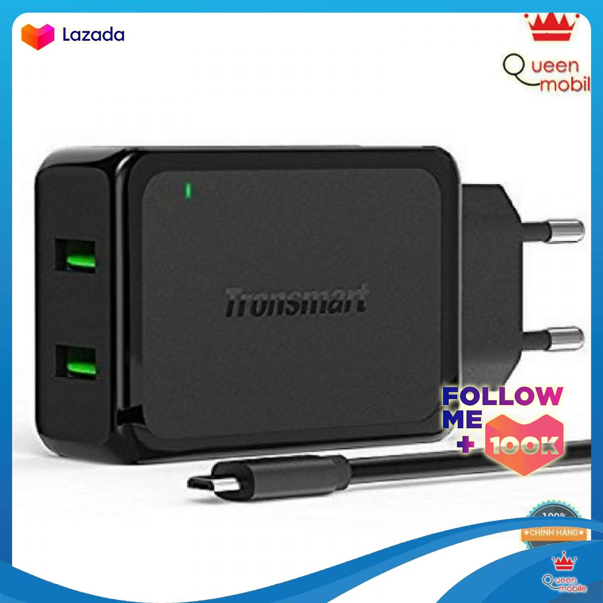 Sạc tronsmart 2 cổng 36w qc 2.0 - wc2f