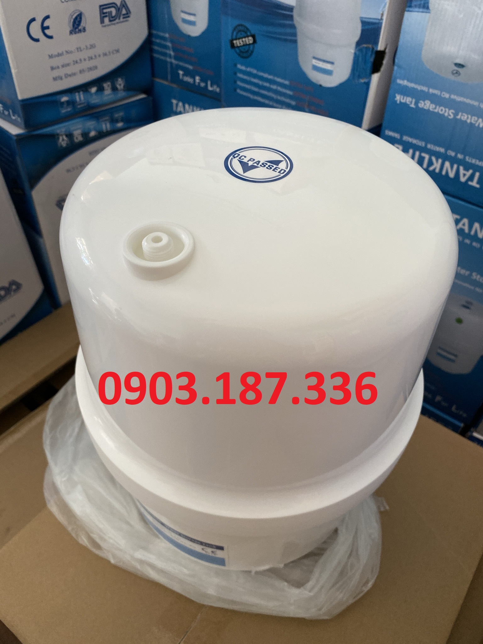 BÌNH ÁP MÁY LỌC NƯỚC 3.2G KÈM VAN (Bình áp nhựa)