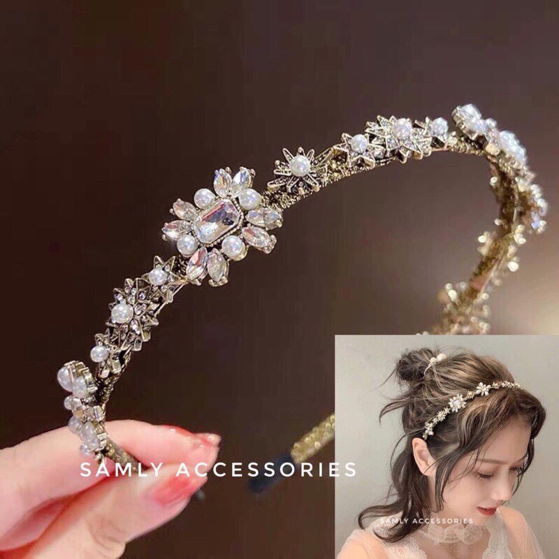 Bờm đính đá hoa tuyết sang chảnh