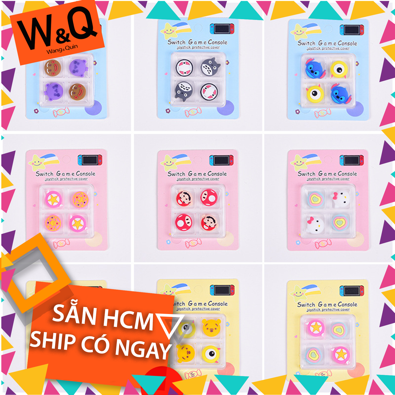 [Sẵn VN] W&Q Set 4 Nút Bọc Analog Joycon Tay Cầm Cho Máy Chơi Game Nintendo Switch / Switch Lite/ OLED  Nhiều Mẫu