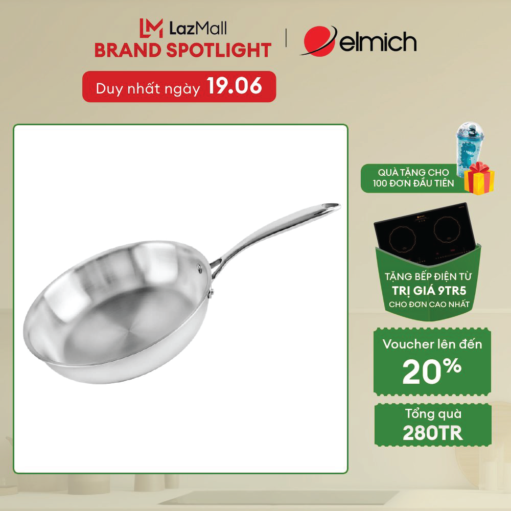 (Duy nhất từ ngày 25.06-29.06)Chảo Trimax 3 lớp nguyên khối Elmich size 20cm EL3846SI