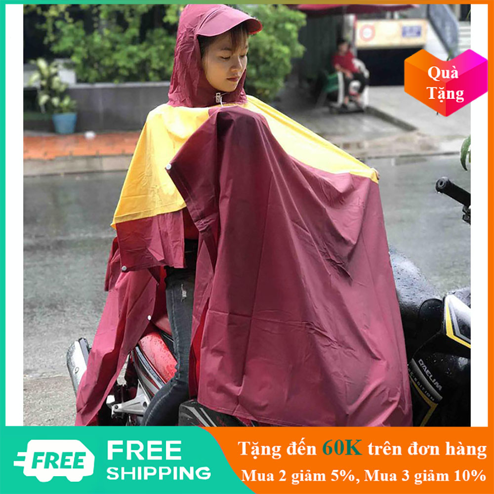 Áo mưa đi xe máy nhiều màu một đầu nhựa dẻo cao cấp trùm kín suông dày kiểu dáng xẻ tà cánh dơi một người - GD0538