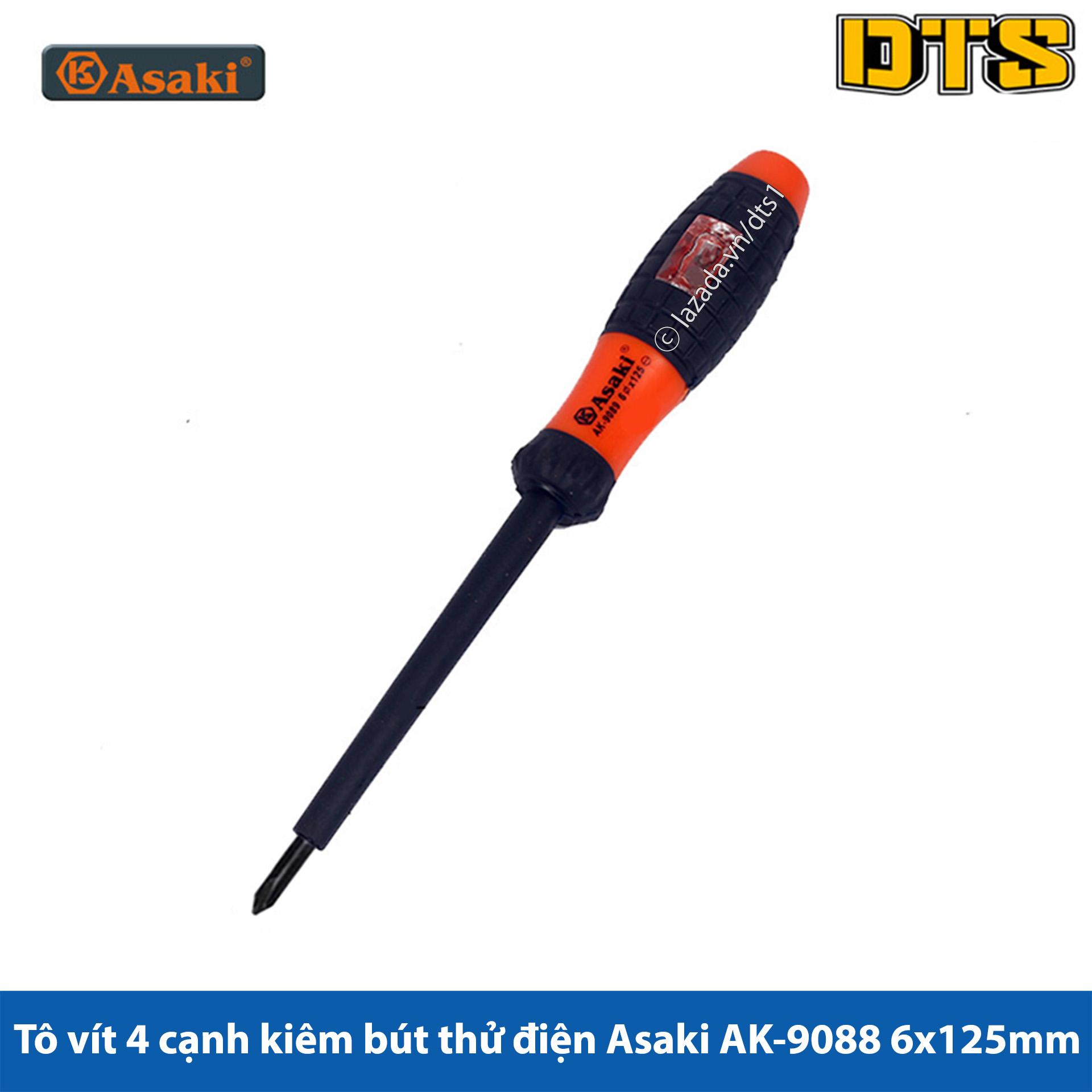 Tô vít 4 cạnh kiêm bút thử điện asaki ak-9088 6x125mm