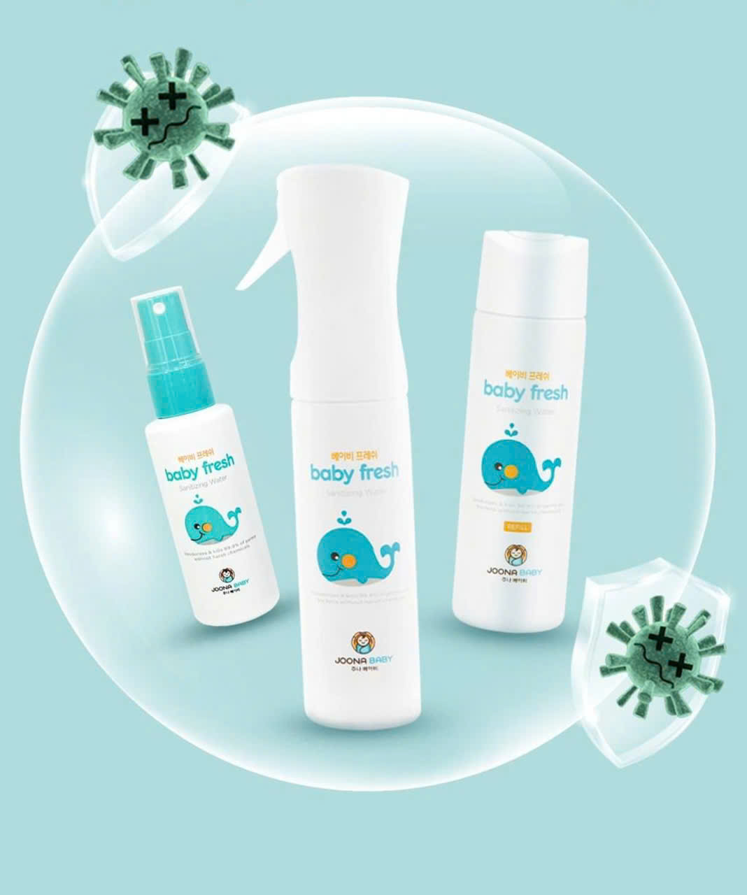 Chai xịt diệt khuẩn dung dich khử mùi khử khuẩn JOONA BABY FRESH an toàn cho bé