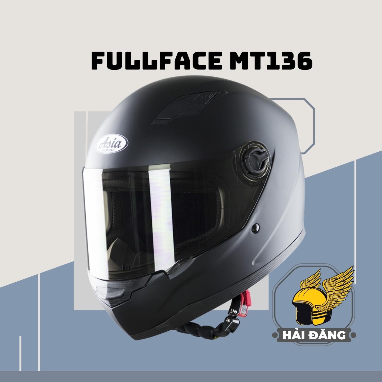 Mũ bảo hiểm Fullface Asia MT136 Đen nhám - Mũ bảo hiểm trùm đầu - Bảo hành 12 tháng