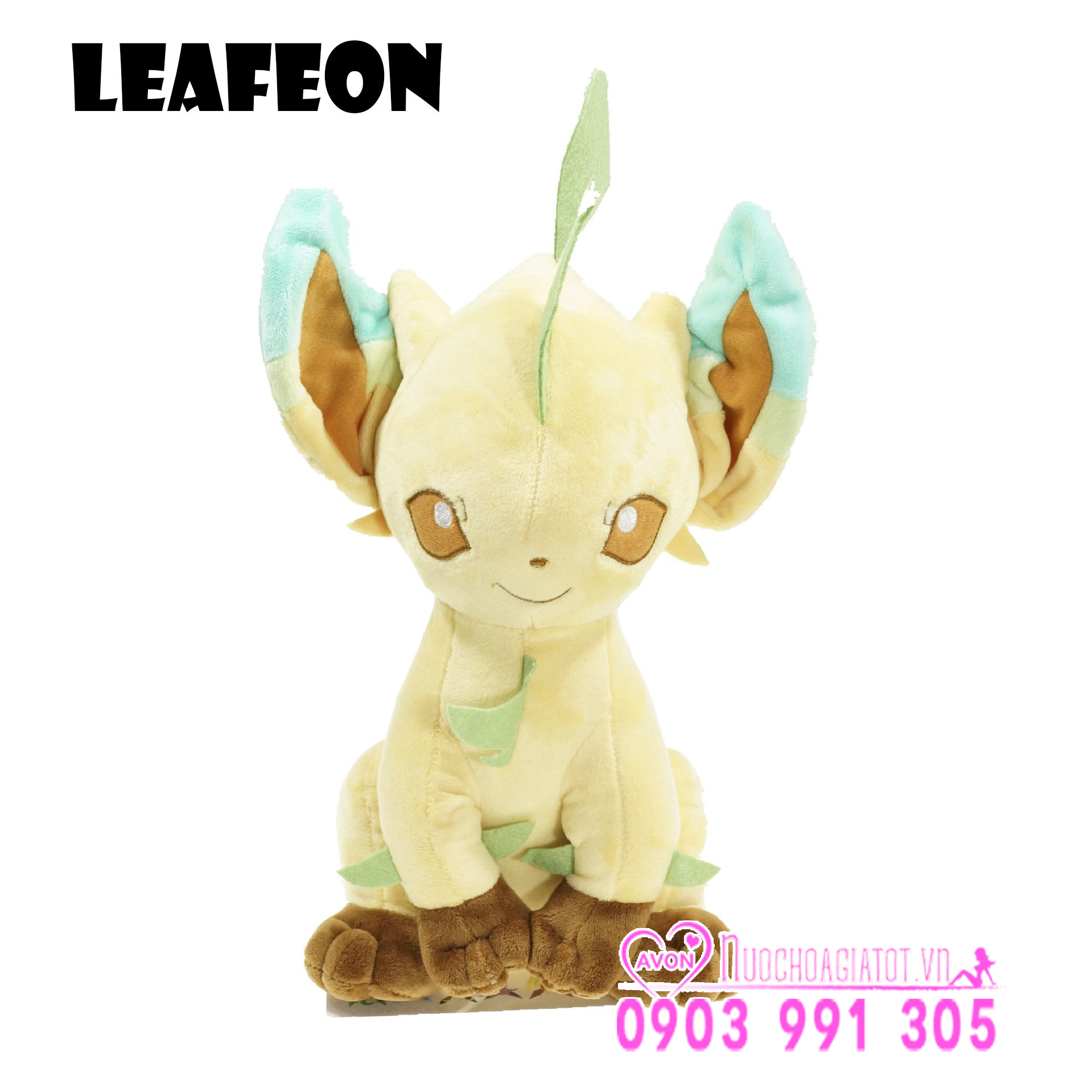 [HCM]TẶNG TÚI QUÀ - GẤU BÔNG POKEMON GO EEVEE LEAFEON LEAFIA HỆ LÁ CÂY MÀU XANH LÁ 30CM