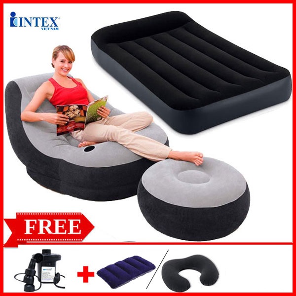 Combo SIÊU TIẾT KIỆM đệm đôi 1m52 kèm ghế hơi INTEX 68564