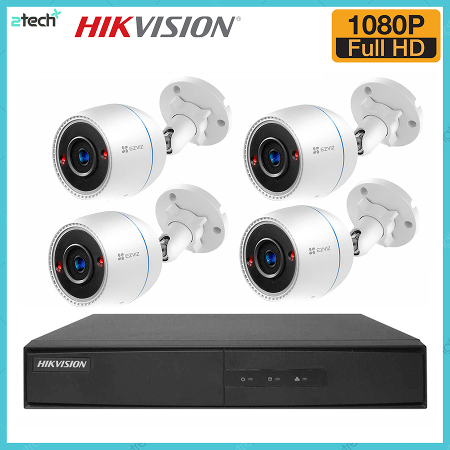 Bộ Kit Camera Wifi Hikvision 4 Kênh Full HD 1080P Đầy Đủ Phụ Kiện Lắp Đặt